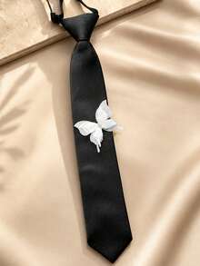 Minimalist Chain Pull Tie-Free Personalized Bow Tie - Black 8 - View 1