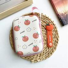 2pcs Cartoon Fruit Data Cable Organizer Avocado Strawberry Peach Multi-Print Portable Storage Bag, With 3D Fruit Cable Clips, Lanyard For Carrying Earphones And Charging Cables, Shockproof EVA Material, Practical Digital Organizer Pouch For Students - Multicolor - View 10