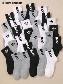 5/10/20 Pairs Kids Twill Street Style Socks, Back To School Season, Autumn, Short Socks, Girls Socks, Boys Socks, First Day Of School - Multicolor - View 19