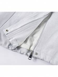 Women's Colorblock Zipper Casual Versatile Daily Long Sleeve Jacket - Light Grey - View 2