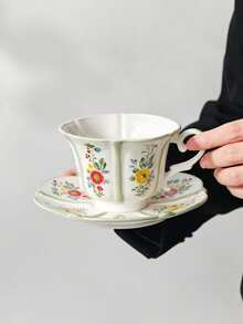 1/3pcs Set Country Style Floral Ceramic Tea Cup And Saucer, Elegant Vintage Porcelain Coffee Cup, Hand-Painted Floral Tea Cup, Suitable For Daily Use, Tea Party, Office And Home, Unique Gift For Women - Multicolor - View 5