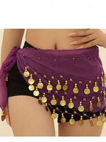 Women's Shiny Belly Dance Costume With Sequins, Halloween Carnival Party Stage Performance Outfit - Multicolor - View 5