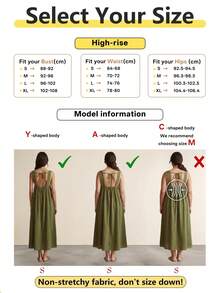 Damen Frühling/Sommer Kleid mit quadratischem Ausschnitt, breiten Trägern, Raffungen und locker fallendem A-Linie Schnitt, ideal für Urlaub und Partys, elegant - Armeegrün - Übersicht 6