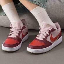 Nike COURT BOROUGH LOW RECRAFT Big Kids' Retro Casual Low-Top Cushioned Lightweight Breathable Sports Skate Shoes - Red/Pink - View 5
