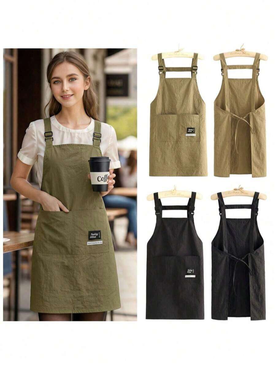 1 Buah Celemek Dapur Tahan Air & Minyak, Cocok untuk Penggunaan di Rumah, Dengan Kantong, Poliester Anti Noda, Celemek Masak untuk Rumah, Restoran, Kerajinan Tangan, Berkebun, BBQ, Sekolah, Kafe, Unisex, Hadiah Natal yang Luar Biasa