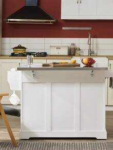 SoBuy | Kitchen Trolley With Foldable Extension | Kitchen Cart With 2 Drawers | Kitchen Cabinet MDF For Small Spaces | 107*71*91 Cm - 白色 - 查看 8