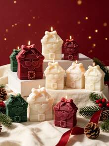 2 Sizes Santa Claus Gift Box Silicone Candle Mold, Bow-Knot Christmas Gift Box Shape With Santa Beard And Holly Berry Embossed Design, Soft Silicone Easy Release, Suitable For Soy Wax, Aromatic Plaster, Handmade Soap DIY - Santa Claus - View 4