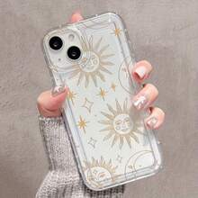 Abstract Sun Pattern Liquid Silicone Phone Case, Jewelry-Like Exquisite, Full Protection, Shockproof & Anti-Drop, TPU Soft Material, Compatible With IPhone 13/11/17/16/14/15/15 Pro/15 Plus/15 Pro Max/7 Plus/8 Plus/X/Xs Max/Xr/11 Pro/12 Pro/13 Pro/14 Pro/12 Mini/13 Mini/11 Pro Max - Multicolor - View 1