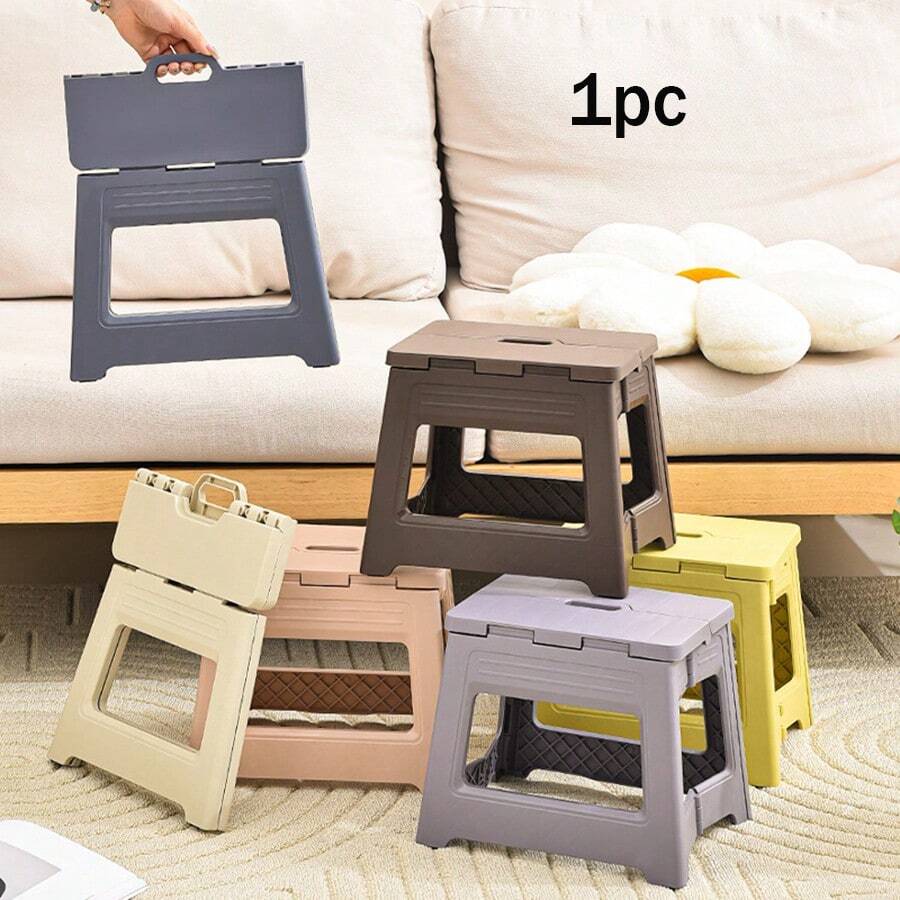 1pc Plastic Portable Folding Stool, Outdoor Handheld Stool, Fishing Stool, Camping Compact Stool - Multicolor - View 1