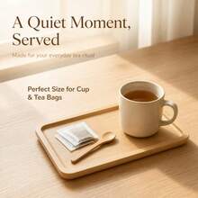 Compact Rectangular Bamboo Tray, Small Desktop Storage Tray - Apricot - View 2