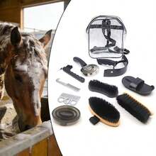 Horse Grooming Tool Set, Complete Horse Washing Brush, Sweat Scraper, Hoof Cleaning Tool, Portable Storage Bag, Horse Racing Daily Cleaning And Care Equipment Combination - 10-piece Laundry Bag Set - View 2