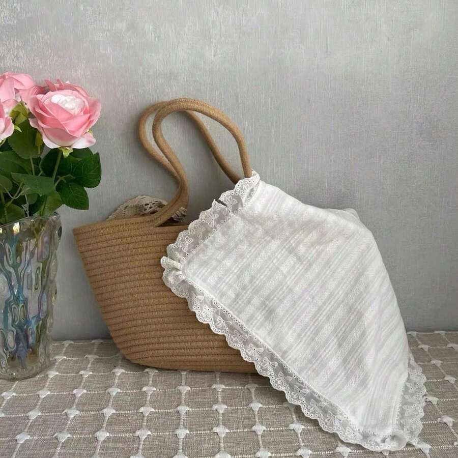 1/2/4pcs Korean Style Wavy Textured Striped Placemats, Princess Style Tablecloth With Ruffle Edge, Cute Food Plate Heat-Insulating Background Napkins, Suitable For Holidays And Home Decor - Multicolor - View 1