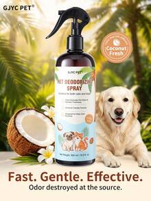 GJYC PET 3.38 Fl Oz Pet Deodorizing Spray, Suitable For Dogs And Cats, Coconut Scent Long-Lasting Freshness, Quickly Controls And Neutralizes Urine, Feces And Other Strong Pet Odors - Brown - View 2