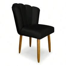 CADEIRA PETALA VELUDO - PARA SALA DE JANTAR, QUARTO, PENTEADEIRA, CLOSET, ESPAÇOS COMERCIAIS, CLINICAS, SALÕES DE BELEZA , MANICURE - Preto - Visão 3