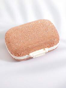 Caja de pastillas portátil y brillante, organizador compacto y sellado de múltiples compartimentos, dispensador de medicación portátil de 7 días, pequeña caja de joyas - Plateado - Ver 16