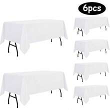 4/6/8/10 pièces Nappe rectangulaire blanche 57 X 102 pouces, convient pour table de 4 pieds, résistante aux taches, résistante aux plis, nappe en polyester lavable, convient pour la salle à manger, le mariage, le banquet, la fête, le buffet - Multicolore - Voir 12