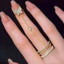 Butterfly Tassel Finger Ring, Niche Design, Super Ins Rhinestone Fingertip Ring For Index Finger - Butterfly Ring - View 7