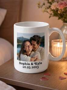 1pc Personalized Photo Mug, Customized Coffee Cup, Personalized Water Bottle, Customized Photo Mug, Personalized Photo, Mom Photo Mug, Mug With Photo And Text, Personalized Photo Coffee Cup, Photo Mug, Customized Name Mug, Perfect Gift For Friends And Family, Suitable For Any Special Occasion, Valentine's Day Gift, Gift For Her, Gift For Him - White - View 9
