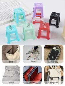 Mini Stool Keychain, Cute Colorful Chair Bag Charm, Realistic Square Stool Pendant, Car Key Ring Accessory, Party Favor, Birthday Christmas Gift - Multicolor - View 9