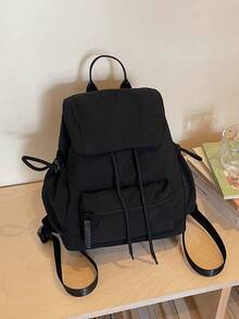 Mochila pequeña de estilo japonés popular primavera/verano 2026, color bloque fresco con solapa y cordón, bolso escolar versátil de moda para mujer, estilo universitario para estudiantes de secundaria, bachillerato y universidad, bolso de clase, bolso pequeño, versión coreana casual versátil, ligera y plegable, adecuada para uso diario - Multicolor - Ver 14