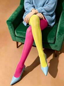 1pc Asymmetric Women Pantyhose, Fashionable And Unique Tights - Multicolor - View 17