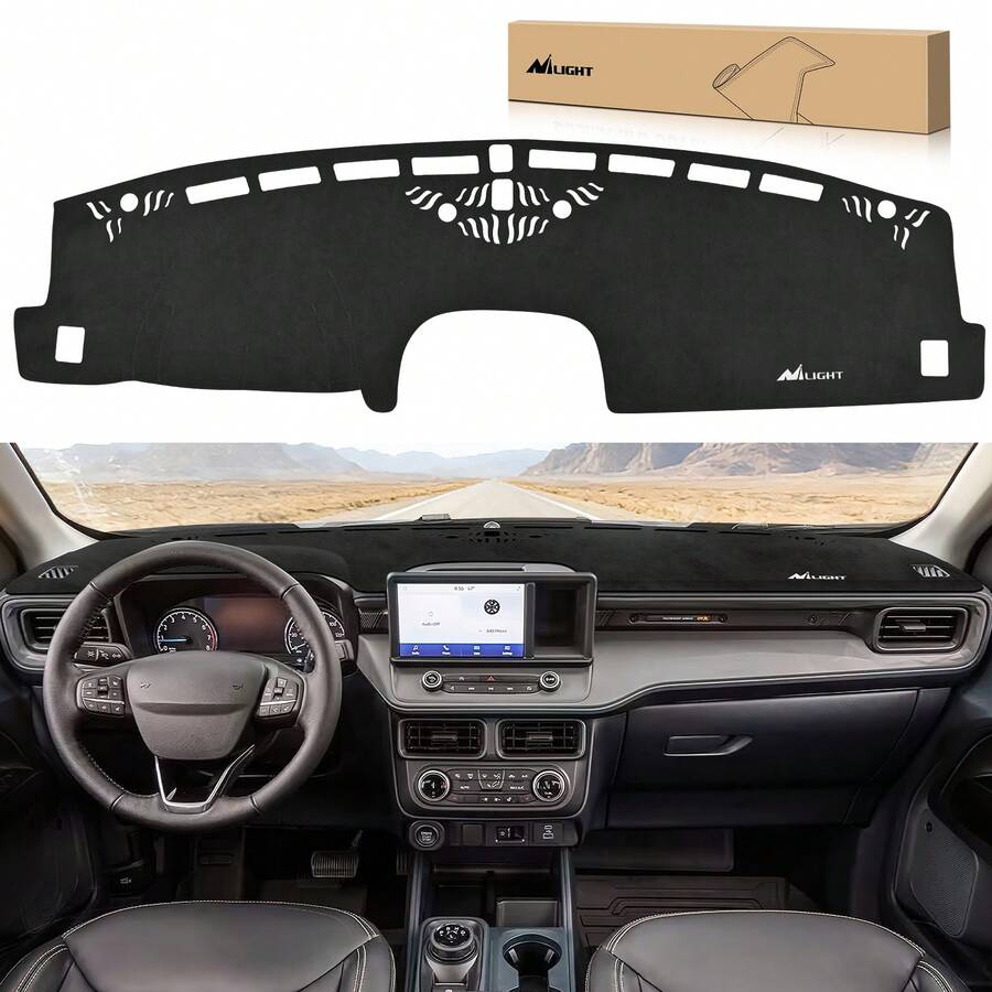 Nilight Dash Cover Compatible With Ford Maveri 2022-2024 & 2020-2024 Explorer, Custom Fit Suede Dashboard Mat Non‑Slip Sunshade Glare Protector Interior Accessories Black - A - View 1