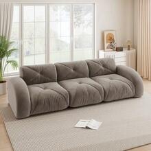 Ramfri soffa, extra stor tredörs modulsoffa, bekvämt chenillestoff, lämplig för vardagsrum, halkfri design, ingen montering krävs, taupe - gråbrun - Visa 3