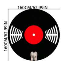 1pc Black Vinyl Record Shaped Faux Cashmere 300g/㎡ Thick Rug, Plush Carpet, Autumn/Winter Decorative Rug, Bedroom Decor, Small Area Rug, Home Decor, Living Room Rug, Living Room Small Rug, Bedroom Carpet - Multicolor - View 15