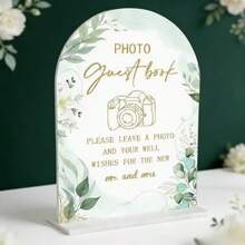 White Arched Acrylic Wedding Guest Sign-In Board And Base, Thickened Modern Calligraphy Style Arched Acrylic Desktop Sign, Suitable For Weddings And Events - View 7
