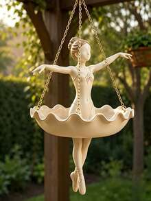1pc Ballet Girl Hanging Planter Decoration, Outdoor Decorative Craft, Creative Garden Yard Decor, Cute Decorative Flower Pot, Suitable For Succulents, Climbing Plants, Patio, Porch And Garden Decoration, Home Decor Gardening Gift - Ballet Flower Pot - View 8