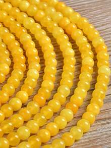 1 String Natural Stone Yellow Chalcedony Loose Round Accessories Beads For Lovers Holidays Gifts For Jewelry Making Diy Bracelet Accessories 6 8 10mm - Yellow - View 5