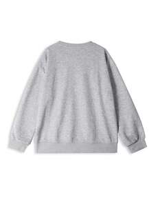 Women's Printed Crew Neck Sweatshirt, Autumn/Winter - Grey - View 6