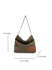 Fashionable Large Capacity Commuting Handbag , Crossbody Bag , And Casual Canvas Tote Bag With Color Collision. Suitable For Daily Use , College , Learning , And Work - Hijau Tentara - View 7