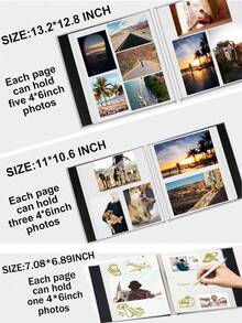 亞麻照片相簿 自黏式剪貼簿相簿 適用 2x3 4x6 5x7 8x10 10x12 照片 DIY 相本，生日禮物送給女性媽媽，婚禮家庭旅行收納本，返校季，學校用品 - 彩色 - 查看 3