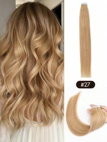 20pcs/Pack Tape-In Hair Extensions, Human Hair, 12-24 Inches, Invisible Tape-In Hair Extensions, Seamless Double-Sided Tape Hair Extensions, Human Hair Tape-In Hair Extensions, Christmas Hair Extensions - Multicolor - View 116