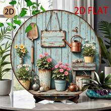 2D Flat - Vintage Metal Design Round Floral Garden Artwork, Perfect For Rustic Style Wall Decor, Ideal For Enhancing Home, Yard, Dining Space Or Cafe Atmosphere (Random Hole Placement) - A - View 5