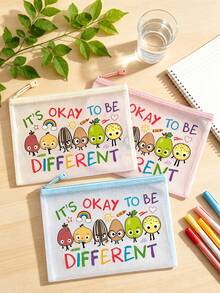Teacher Gift "It's Okay To Be Different" Theme Zipper File Storage Bag, Macaron Color Toiletry Storage Bag, Waterproof PVC Travel Storage Bag/Transparent Zipper Pouch, Perfect For Daily Office Use, As A Thoughtful School Year Entry Gift, Or Short Trips. This Is An Excellent Gift For Birthdays, Back To School, Graduation, Christmas, Halloween, Spring Break, Easter, And Teacher's Day,Travel Essential - Multicolor - View 9