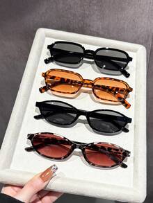 4pcs Unisex Fashion Plastic Leopard Print Eyeglasses, Square Frame, Suitable For Daily Wear, Outfit Matching, Street Photography, Beach, Party, Hiking, Fashionable Accessory, Great Gift For Holidays, Fits All Face Shapes, High Quality - 4pcs Black, Grey, White Leopard Print Tea - View 6