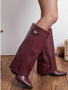 wellspring Folded Over The Boot With A Strap And Ornament Holiday Vacay Vibe For And Summer Shoes Spring Shoes Spring Break Easter - Burgundy - View 3