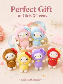1pc Plush Bag Charm, Cute Fuzzy Hooded Doll Pendant, Soft Polyester Mini Plush For Backpack, Handbag, Car Decor, Desktop Decoration, Healing Cuteness, Girls/Students/Friends Birthday And Holiday Gifts, 5 Colors - Multicolor - View 12