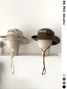 Wide Brim Summer Workwear Hiking Bucket Hat, Four Seasons Solid Color Quick-Dry Hanging Rope Bucket Hat, UV Protection Sun Hat, Unisex Outdoor Thin Western Cowboy Hiking Hat, Spring/Summer Face-Slimming Wide Brim Sun Protection Hat, Distressed Wasteland Style Solid Color Workwear Hiking Bucket Hat, Four Seasons Solid Color Quick-Dry Bucket Hat, UV Protection Sun Hat, Unisex Outdoor Thin Western Cowboy Hiking Hat - Multicolor - View 2
