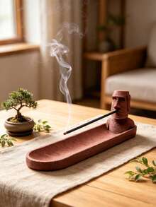 1pc Bohemian Style Moai Incense Burner, Can Hold Incense Sticks, Adds Mysterious And Cozy Atmosphere, Popular Home Fragrance Decor, Unique Desktop Ornament - Multi-style 01 - View 5