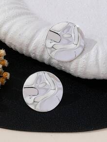 1對皺褶圓形金屬耳釘耳環飾品 - 褶皺圓形耳釘 - 查看 13