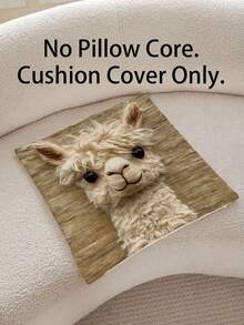 1pc Cute Alpaca Portrait Animal Pattern Throw Pillow Cover, Suitable For Rustic Style Living Room Sofa And Home Decor (Pillow Insert Not Included) - Multicolor - View 10