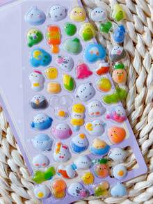 3D Embossed Cartoon Stickers, Cute & Fun Planner Decoration, DIY Crystal Girl - Multicolor - View 4