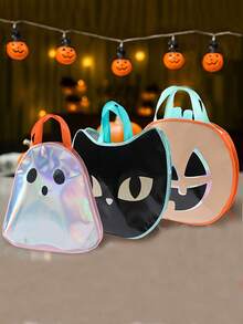 1pc/3pcs Happy Halloween Non-Woven Gift Bag – Durable, Reusable Tote With Handles Featuring Black Cat, Ghost, And Pumpkin Designs – Perfect For Halloween Gifts - Multicolor - View 5