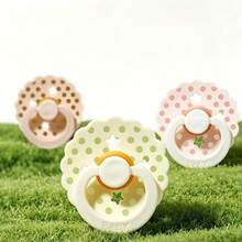 New 2pcs/Set Wavy Edge Baby Pacifiers, Polka Dot & Star Pattern, Cute Cherry Round Head, Baby Shower Gift - Multicolor - View 5