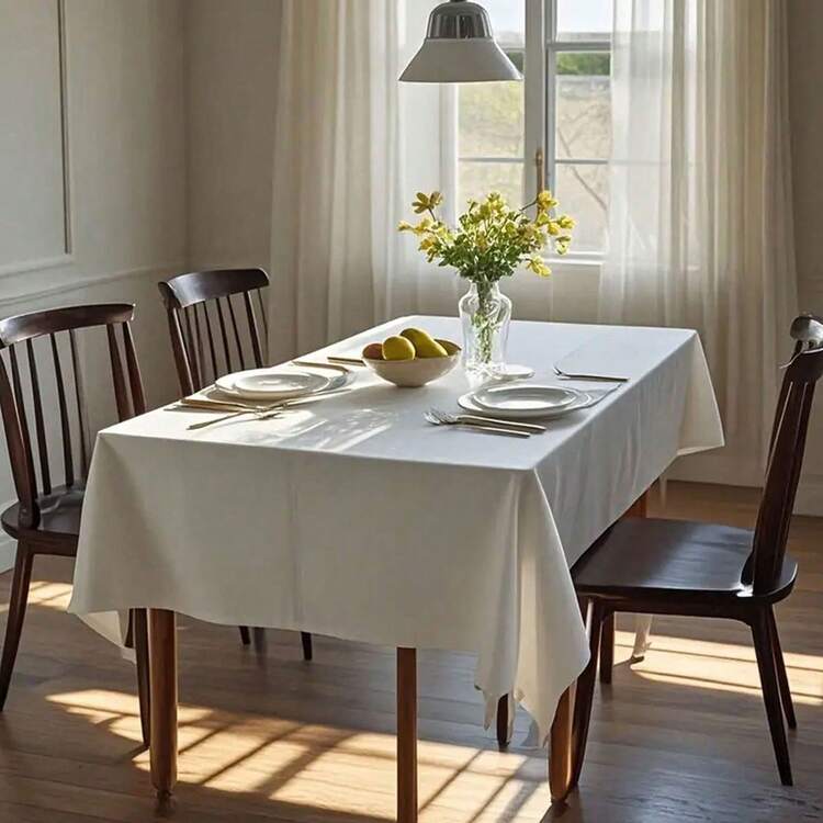 1pc Elegant White Rectangular Tablecloth - Perfect For Weddings, Parties And Outdoor Events Christmas Halloween Decoration - Durable Polyester, Multiple Sizes Available 59*102in - Multicolor - View 7