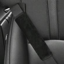 1Pair Soft Plush Car Seat Belt Shoulder Pad, Solid Black Comfort Seatbelt Cover, Universal Auto Shoulder Strap Protector, Car Interior Accessories - A - View 6