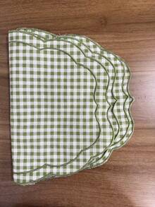 1/2/4pcs French Pastoral Ins Style Minimalist Gentle Yellow Plaid Asymmetric Embroidered Vintage Dining Napkin/Placemat/Tablecloth - Multicolor - View 11
